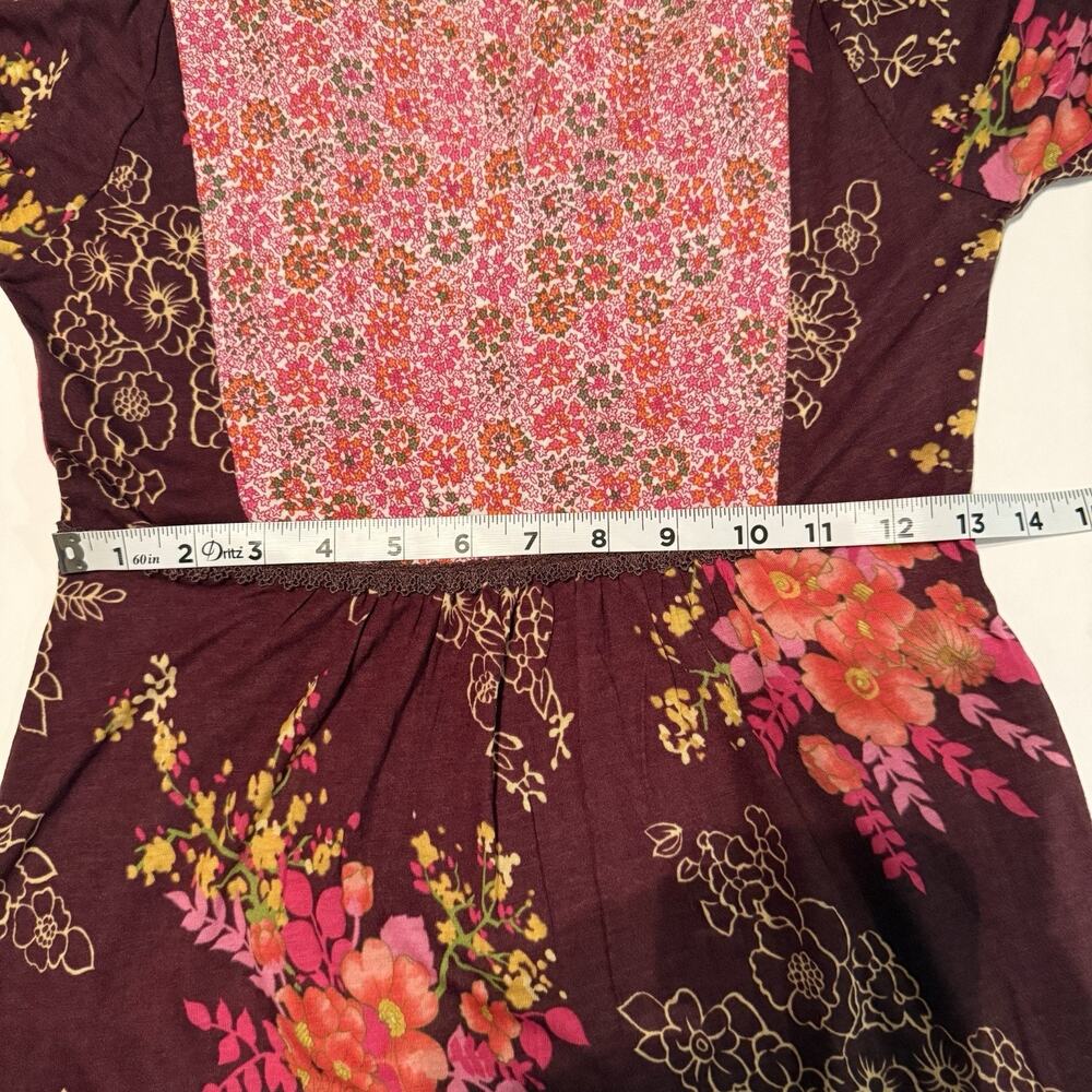 Anthropologie Ric Rac Baby Doll‎ Top Womens XS Brown Floral Lace Y2K Festival - Picture 9 of 11